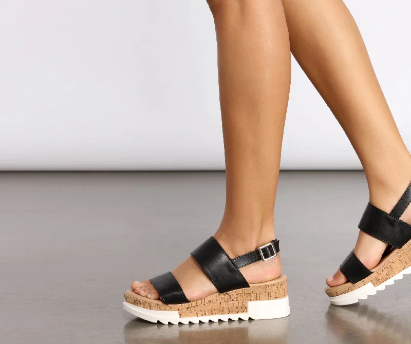 Just In Time Faux Leather Platform Sandals