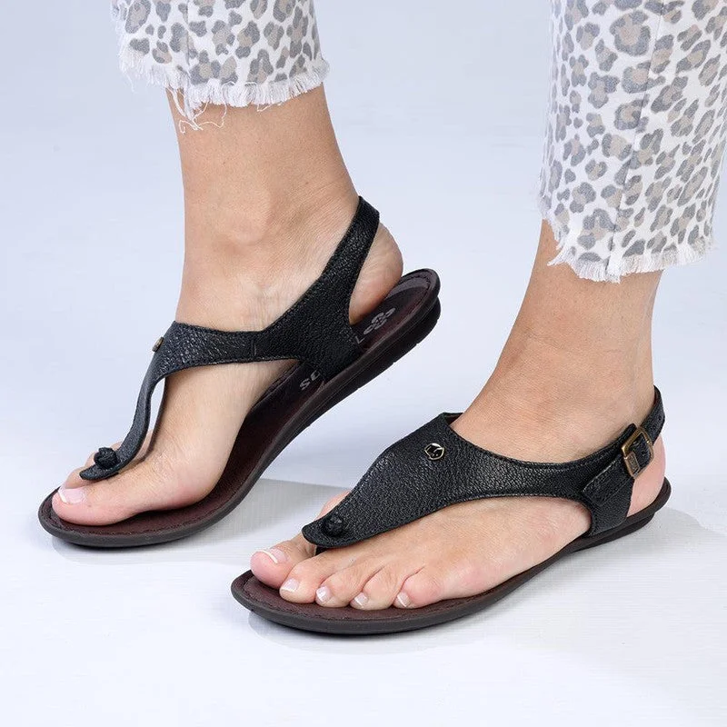 Tsonga Ovaroli Leather Thong Sandals - Black Cayak