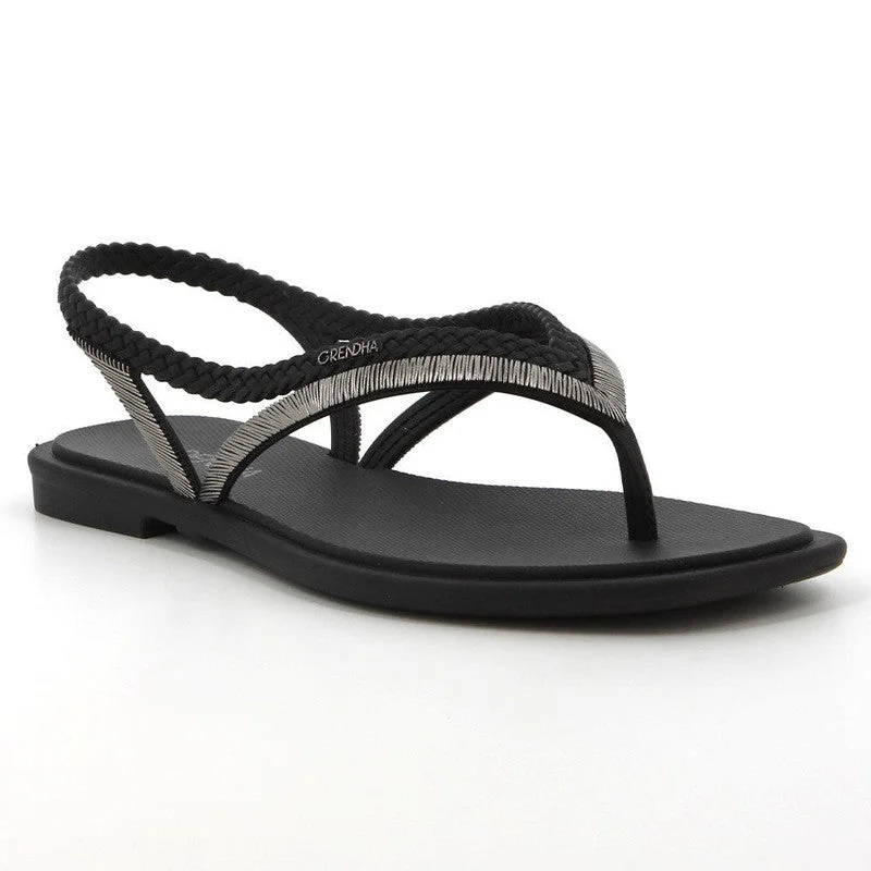 Grendha Fern Thong Slingback Sandals - Black