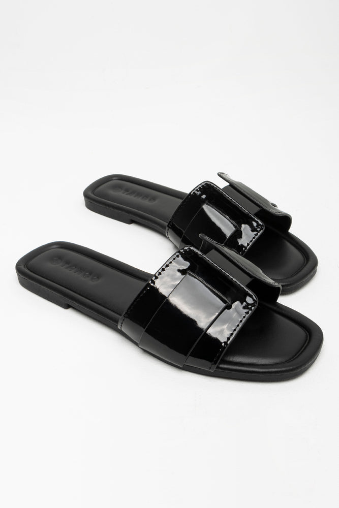 Textured Mule Sandal Black