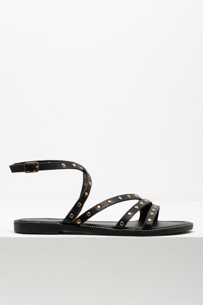 Studded Strappy Sandal Black