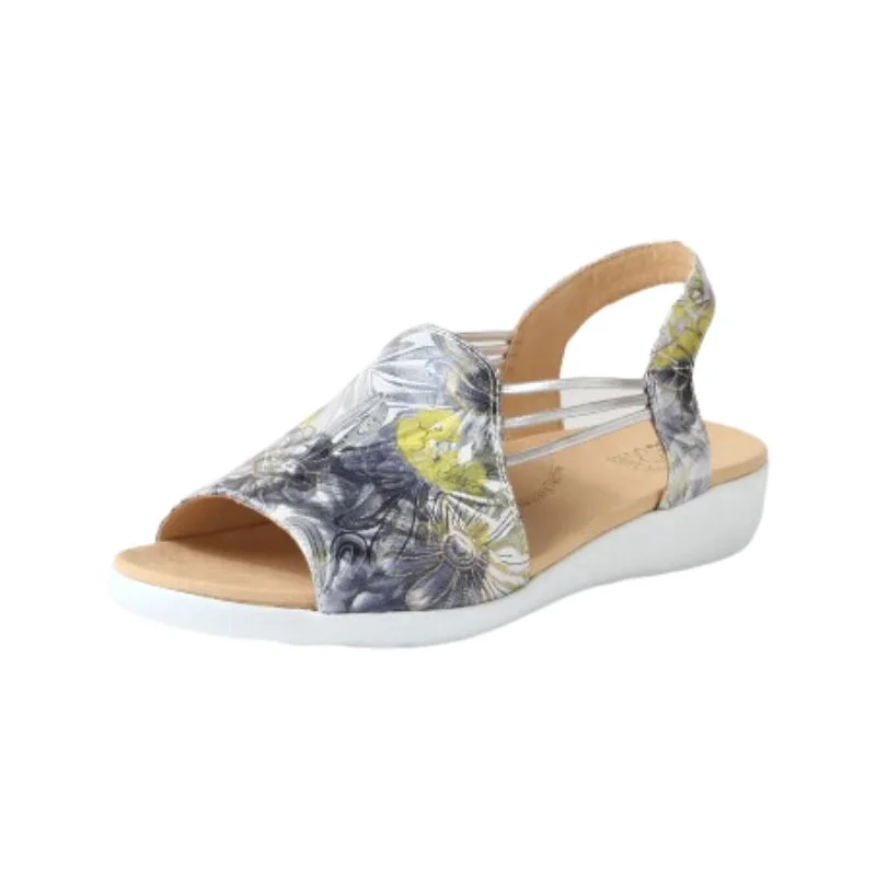 Ziera Udhays Navy & Silver Floral Women's Sandals