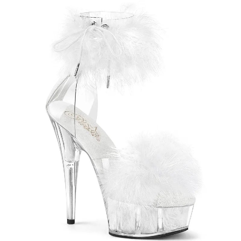 6 Inch Heel DELIGHT-624F Clear White Fur