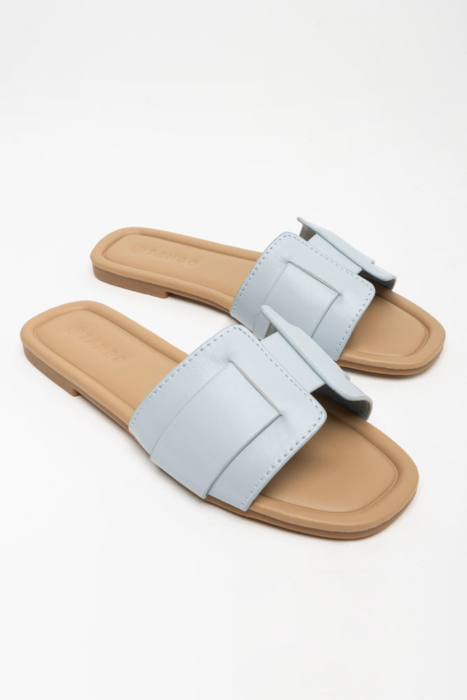 Textured Mule Sandal Light Blue