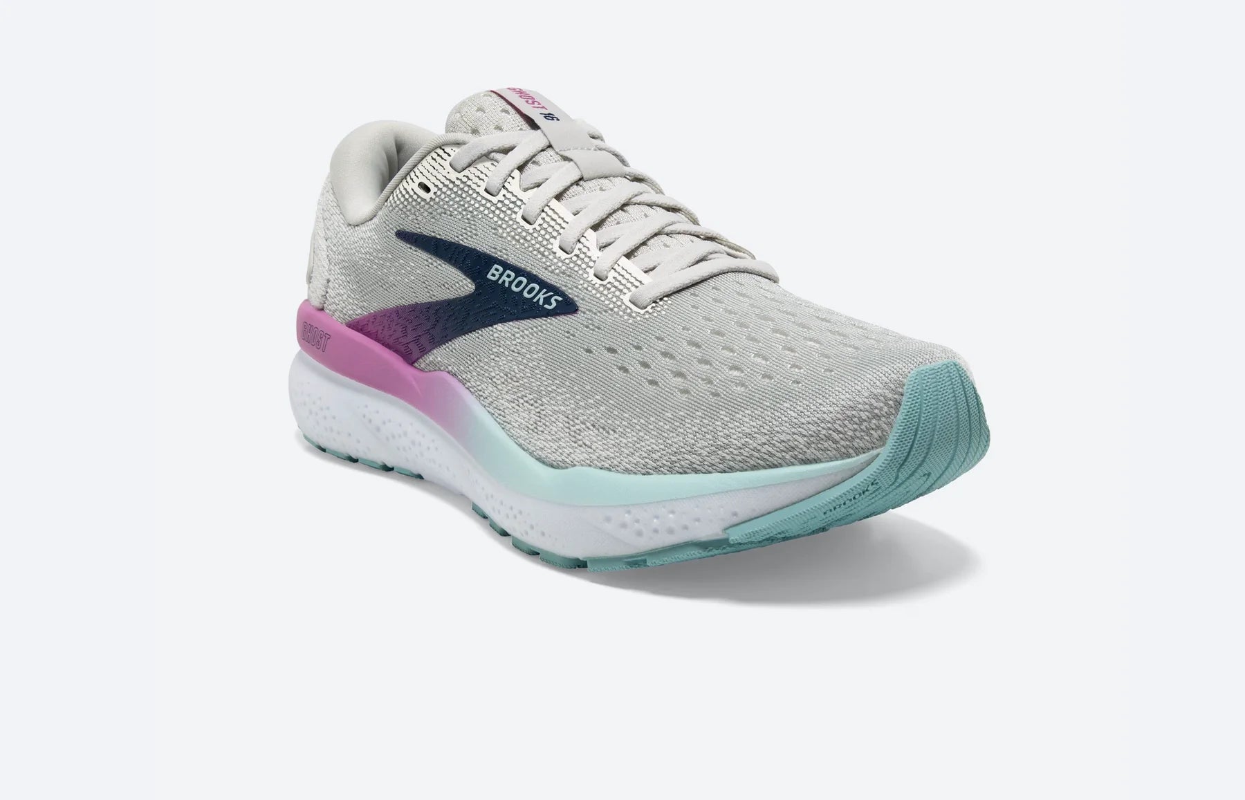 Brooks Women's Ghost 16 Running Shoe - White/Grey/Estate Blue