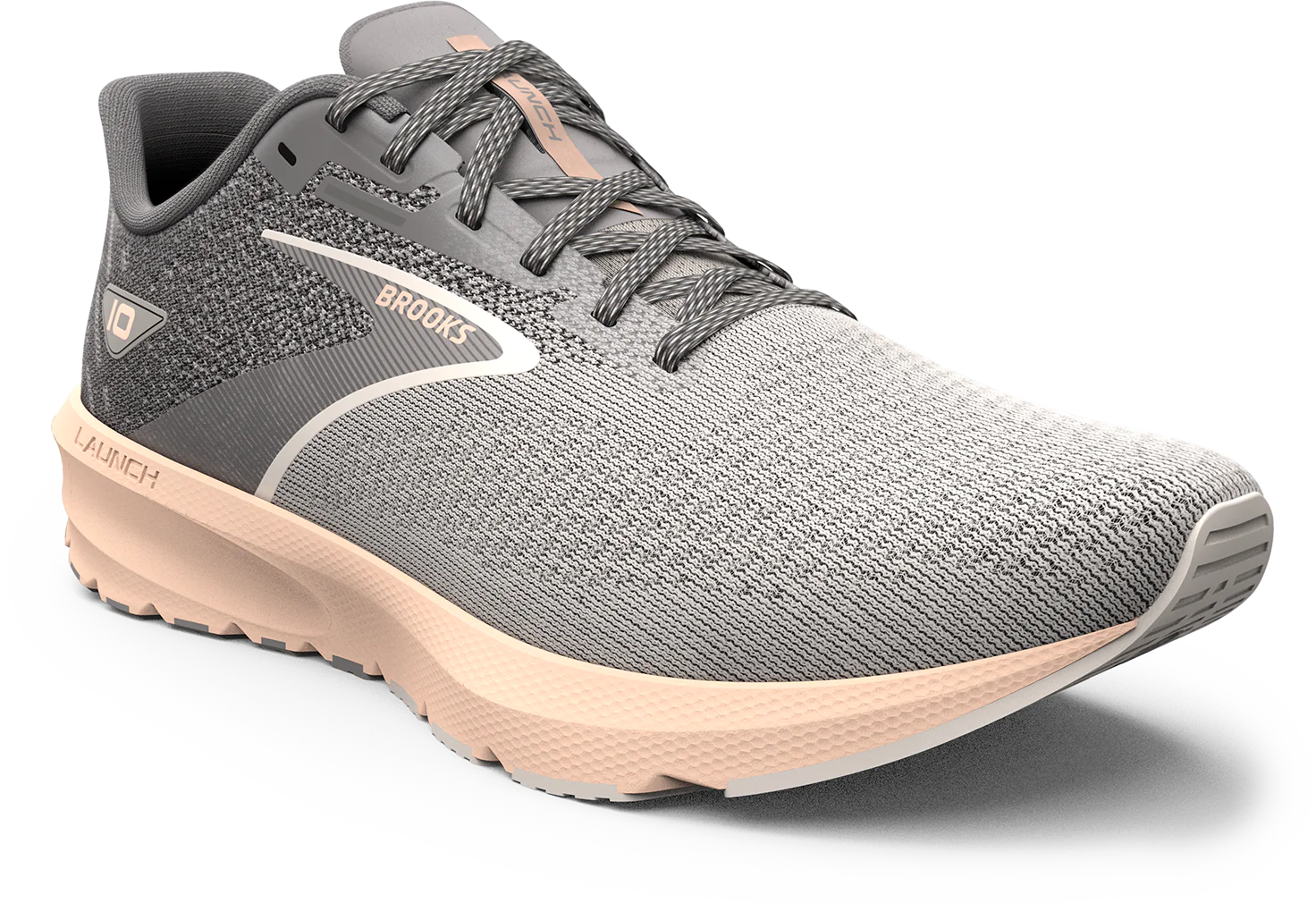 Brooks Women's Launch 10 Running Shoes - Grey/Crystal Grey/Pale Peach 1203981B179