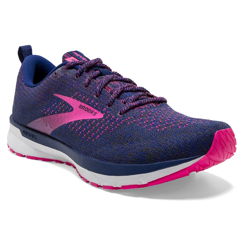 Brooks Women's Revel 4 Running Shoe - Blue/Ebony/Pink 1203371B475