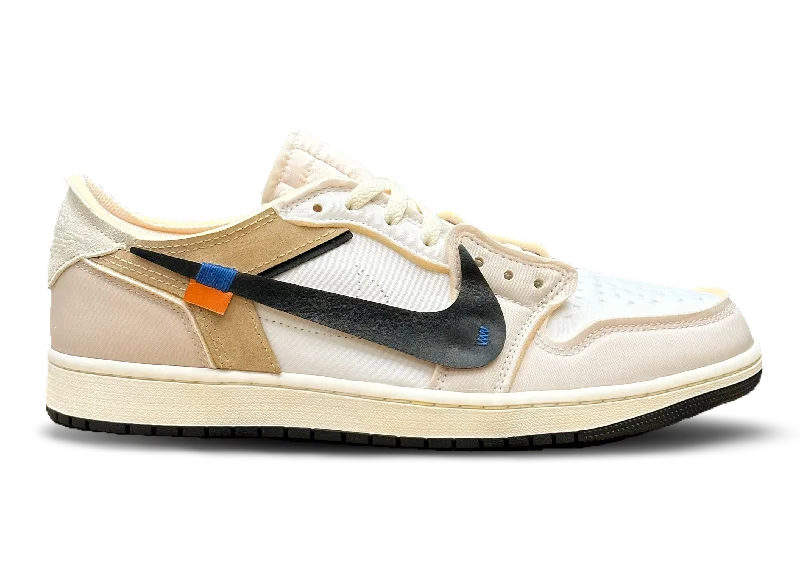 Jordan 1 Low OG EX ‘Off-White Inspired’ Coconut Milk (Handcrafted Custom) 'Black Swoosh'