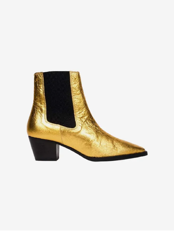 3pm Friday Rocks! Vegan Piñatex Ankle Boots | Metallic Gold