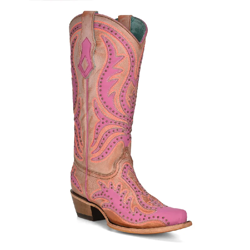 Corral Pink Overlay & Fluorescent Embroidery Boots