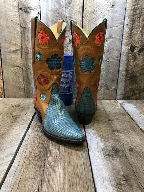 Denim Lizard & Flowers Tres Outlaws Women's Classic Boot 1803