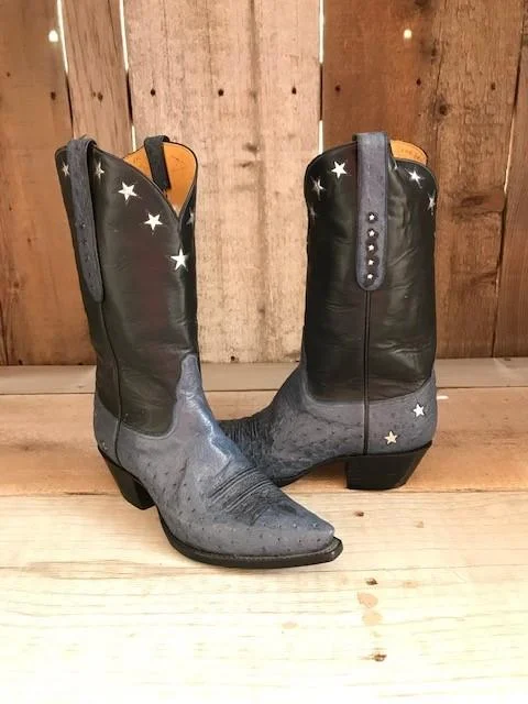 Denim Ostrich & Stars Tres Outlaws Women's Classic Boot@2518