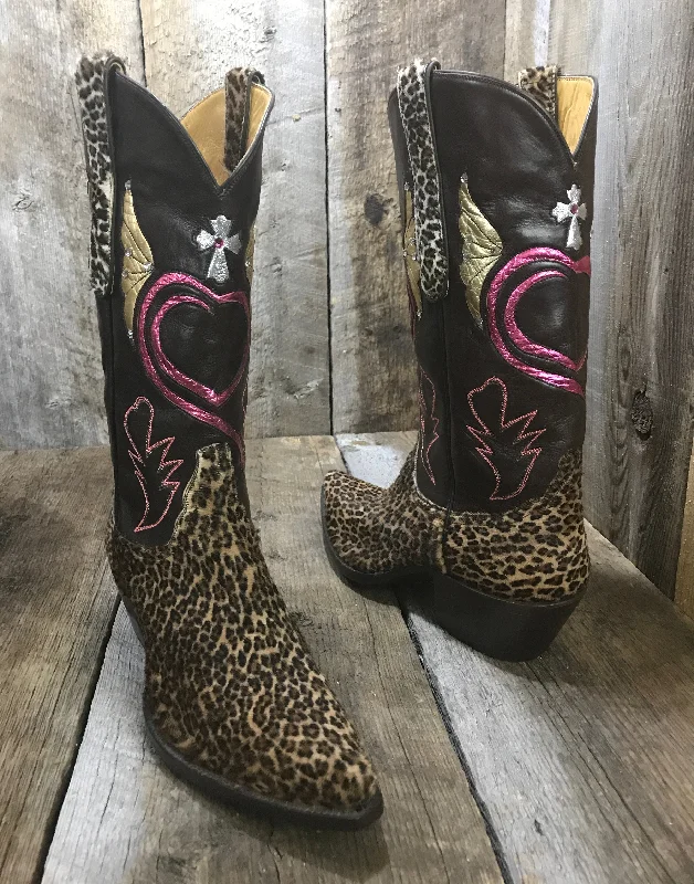 Hair On Leopard Print   Swarovski Crystals Tres  Outlaws Classic Boot 1616 *