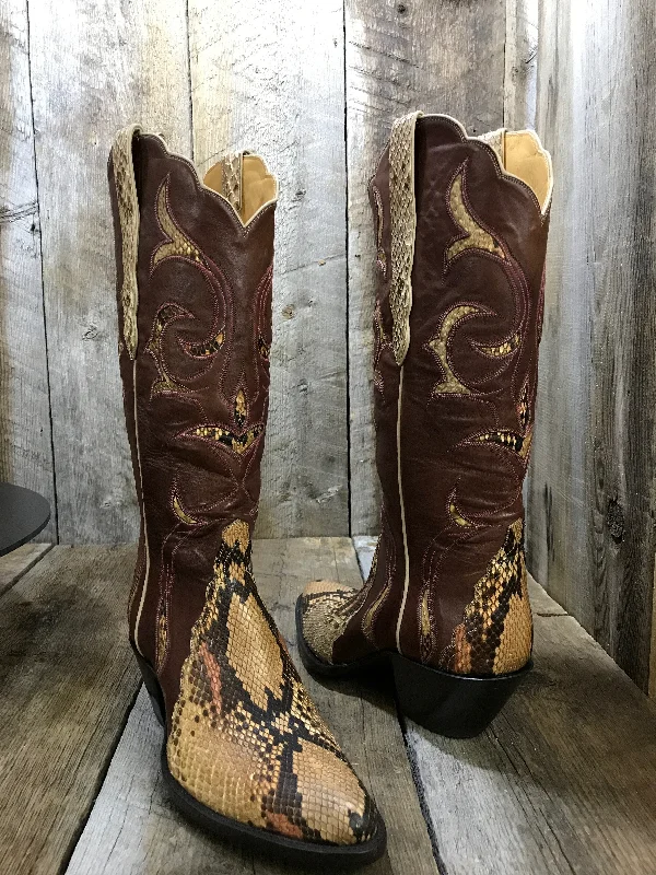 Natural Brown Python Choc Inlay Tres Outlaws Women's Tall Boot 1714