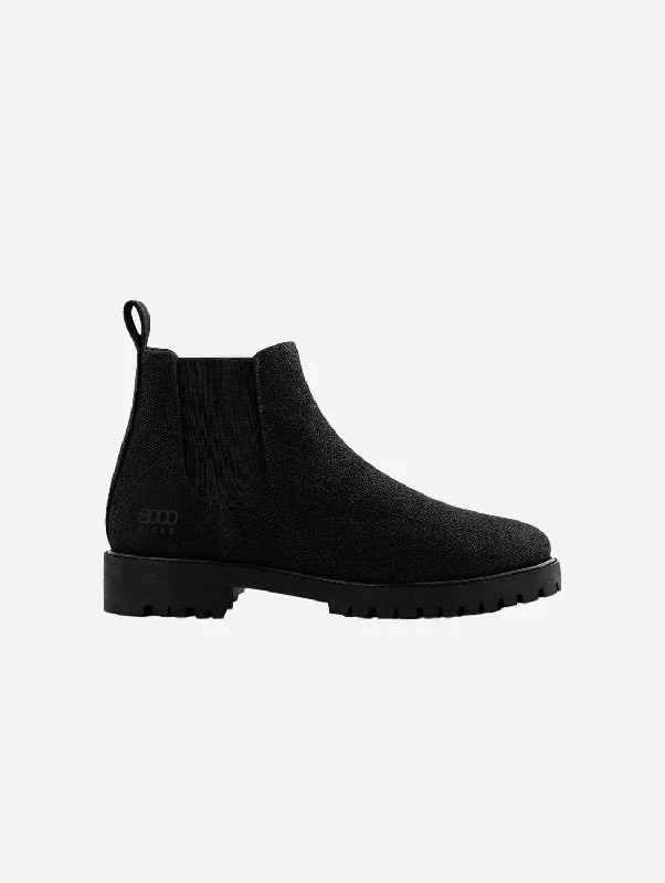 Crossover Women's Vegan Hemp Chelsea Boots | Full Black