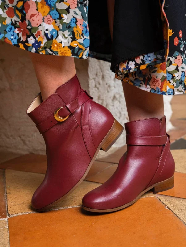 Illusion Vegan Leather Ankle Boots | Burgundy