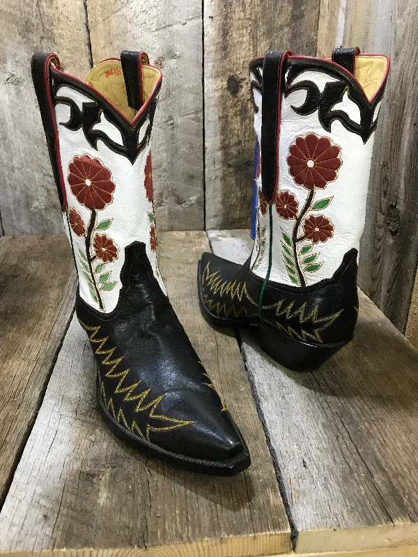 Kangaroo Flowers  Black Tres Outlaws Classic Boot 1806 *