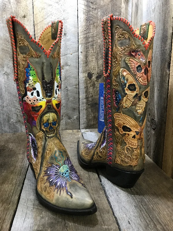 Karen's Skulls Brown Tres Outlaws Women's Classic Boot 1807