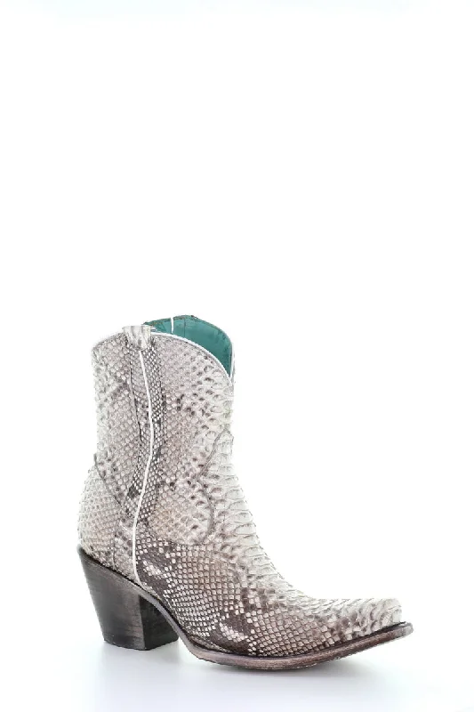 Ladies Natural Python Zipper Ankle Boot by Corral