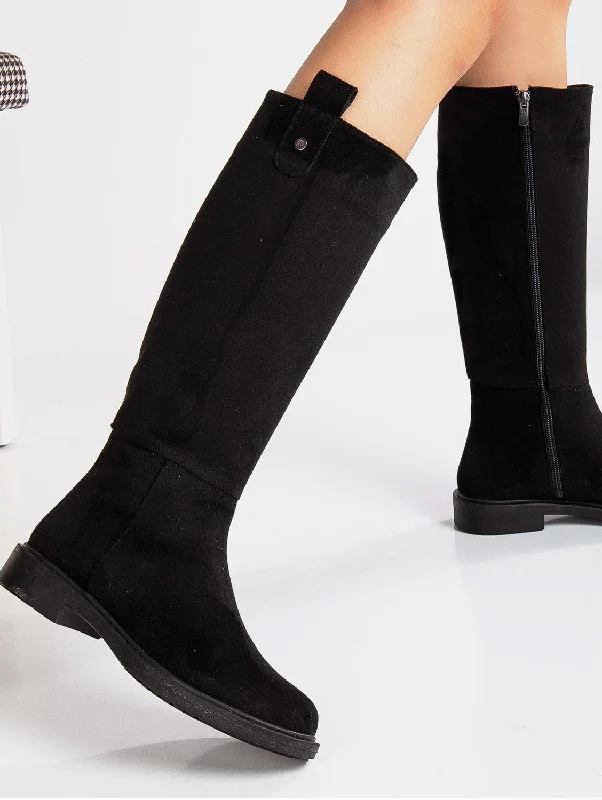 Maeve Vegan Suede Knee High Rain Boots | Black