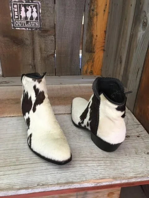 Hair On  Calf White & Black Tres Outlaws Flamingo Zip Boot " 2 Sweet Collection" 1602@