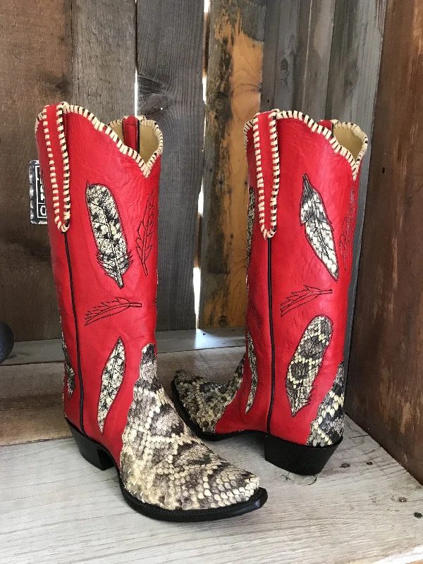 Natural Rattlesnake & Red Kangaroo Tres  Outlaws Women's Classic Boot 1815@