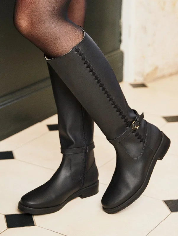 Panacea Vegan Leather Knee Boots | Black