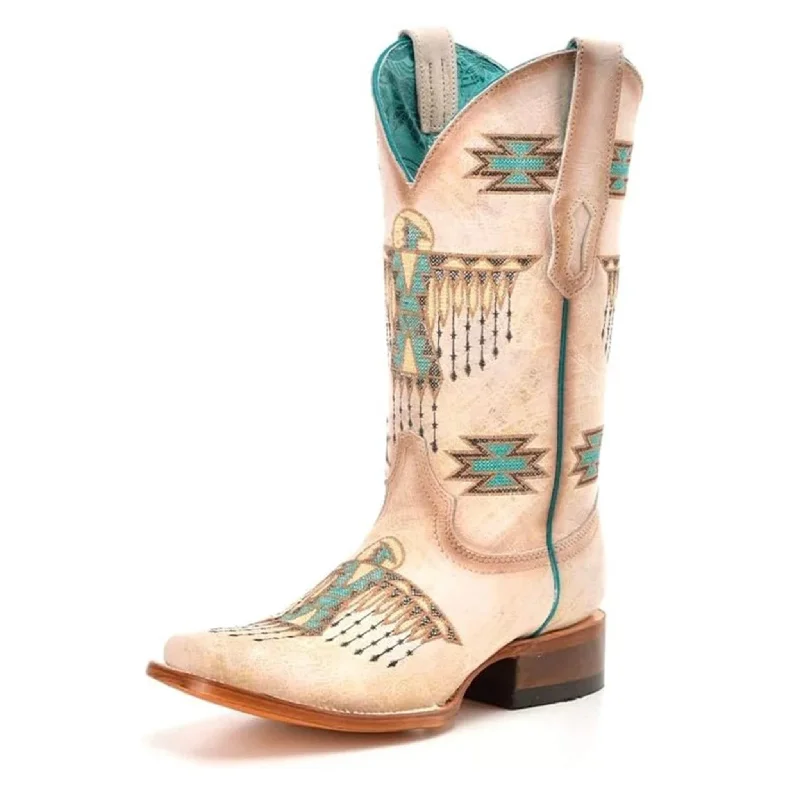 Corral Women's Cream & Turquoise Embroidered Boots