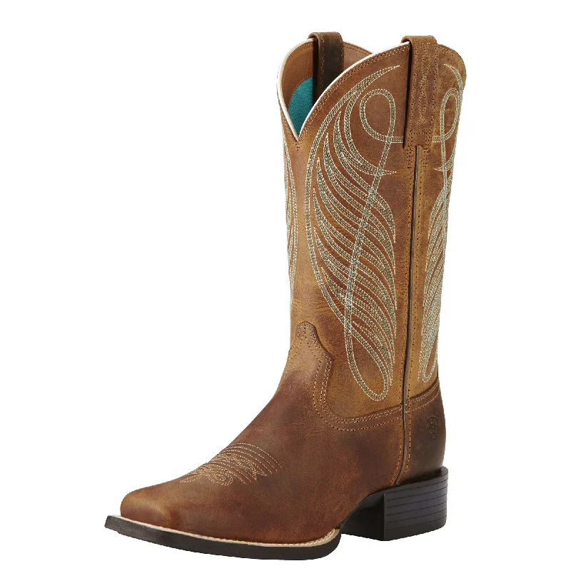 Women's Ariat Round Up Wide Square Toe (Powder Brown)