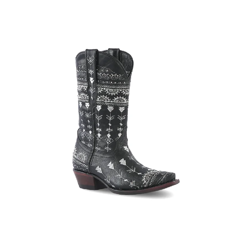 Texas Country Western Womens Boot Desierto Black Snip Toe E89