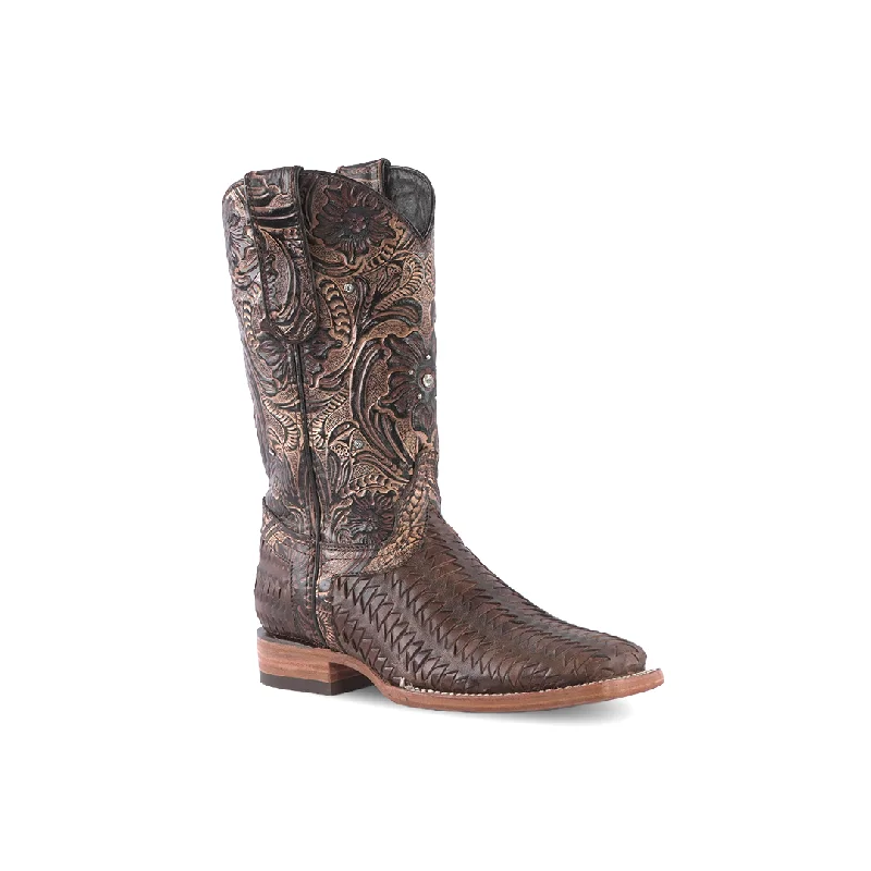 Texas Country Western Womens Boot Mat Choco Square Toe E796