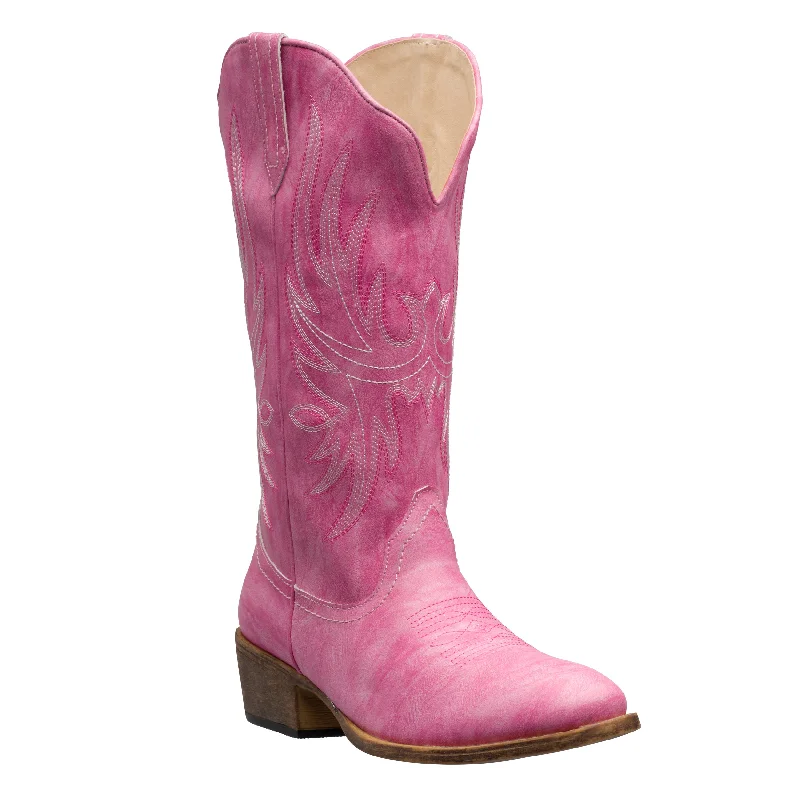 Women's Western Pink Cowboy Boot Cimmaron Country Round Toe by Silver Canyon