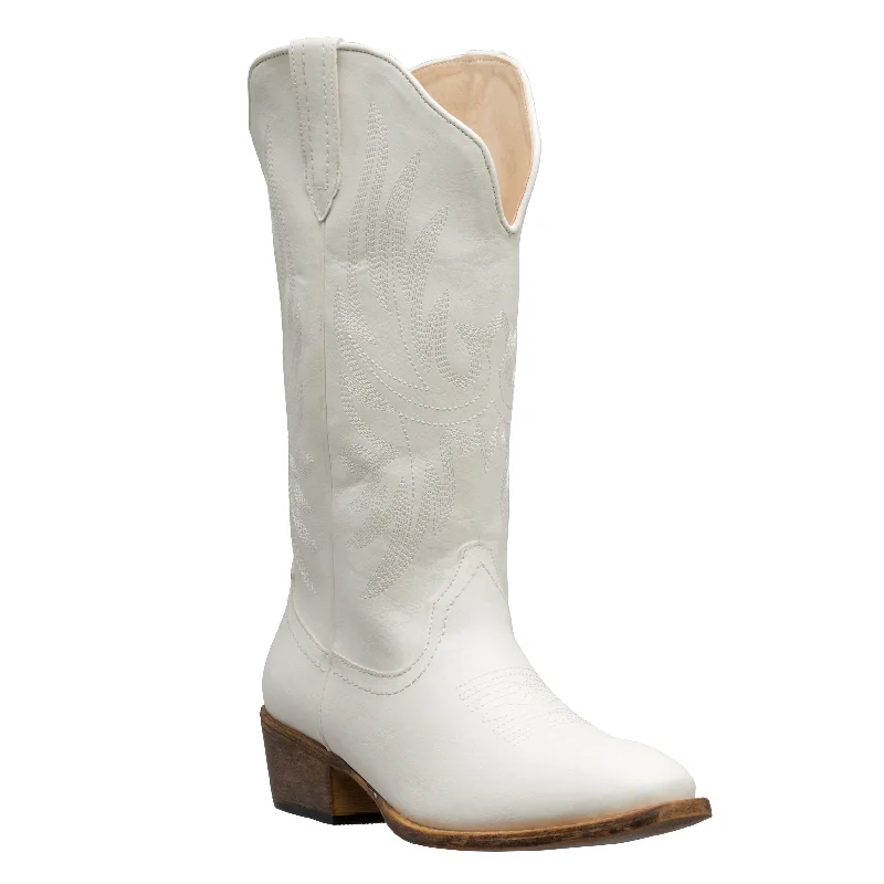 Women's Western White Cowboy Boot Cimmaron Country Round Toe by Silver Canyon